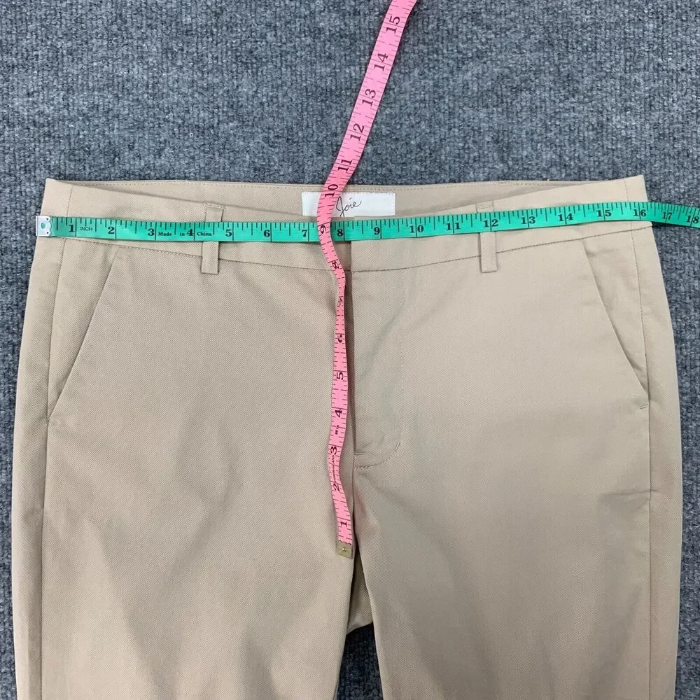 Joie Golda Pant Womens 4 Light Sand Welt Pockets Ankle Crop Zip Fly Straight Leg